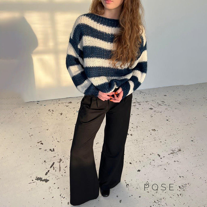 Johannah Striped Knit Sweater [LK2VUQ32]