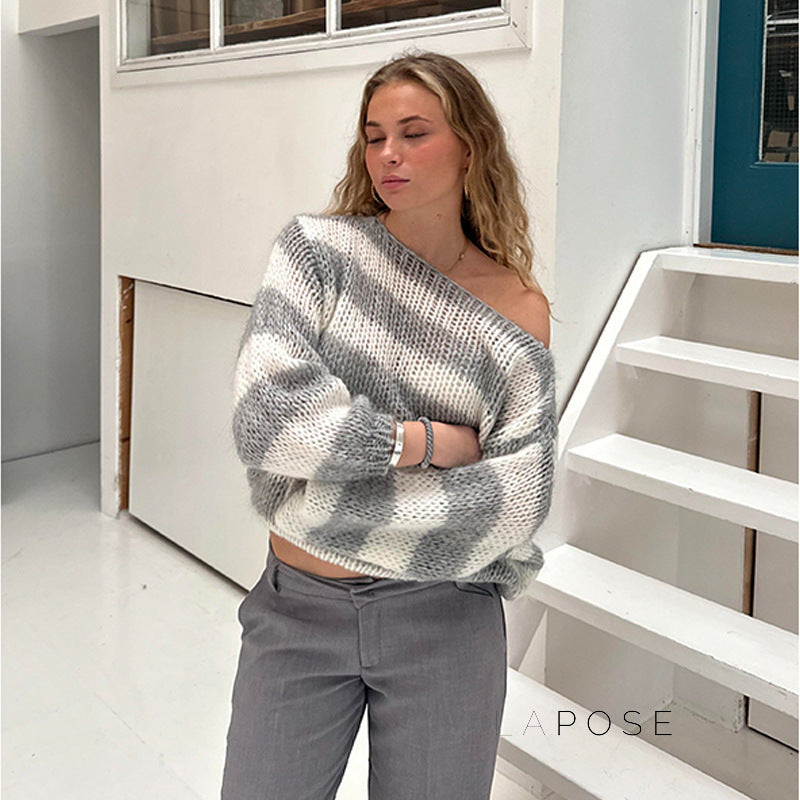 Johannah Striped Knit Sweater [TLX26206]