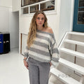 Johannah Striped Knit Sweater [I3AHDLEJ]