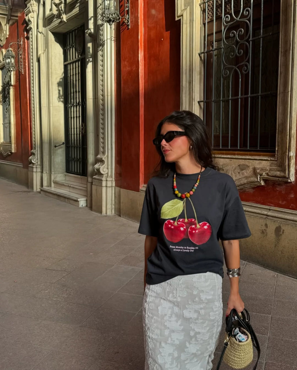 Joleigh Cherry Print Oversized T-Shirt