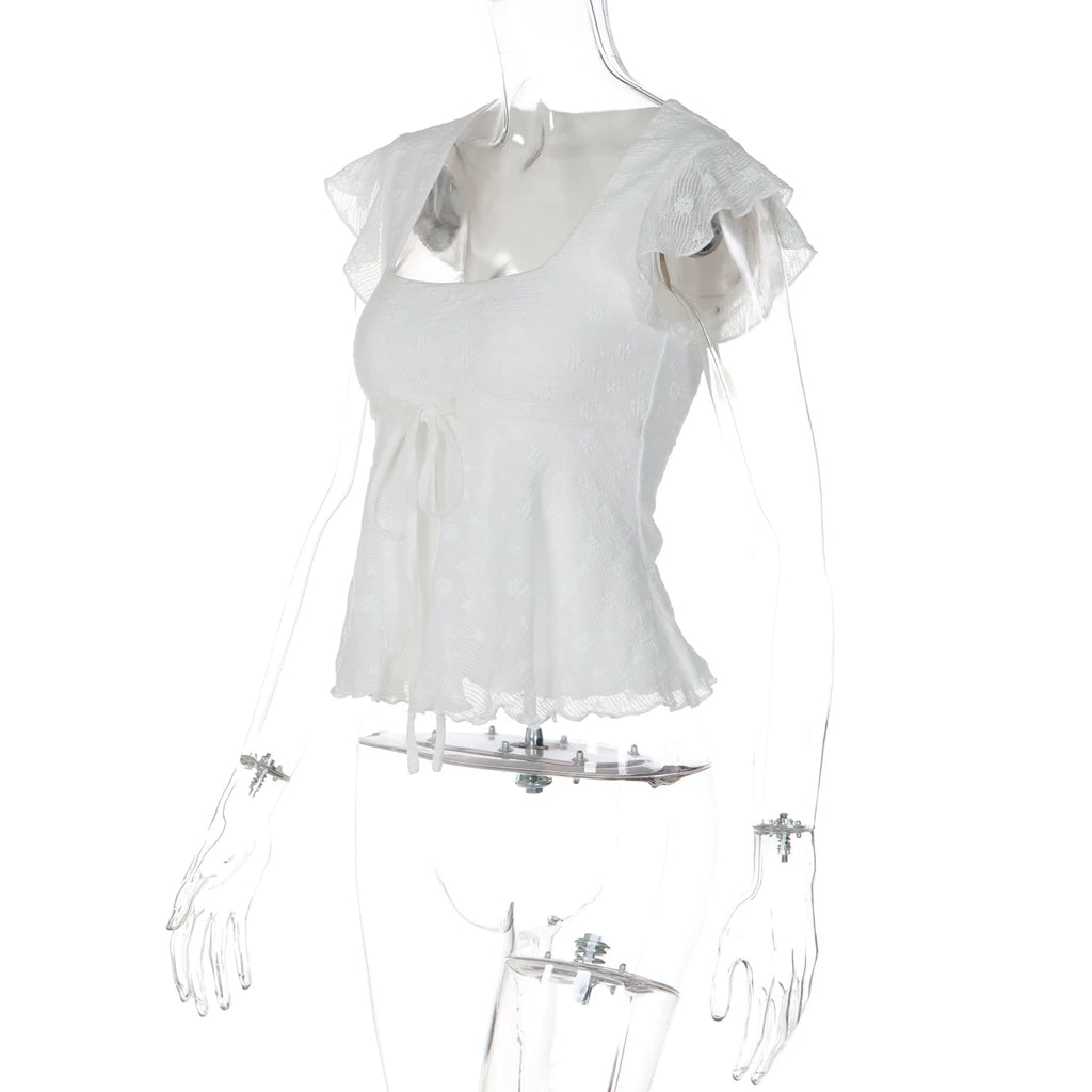 LaPose - Jonah Lace Flutter Sleeve Top