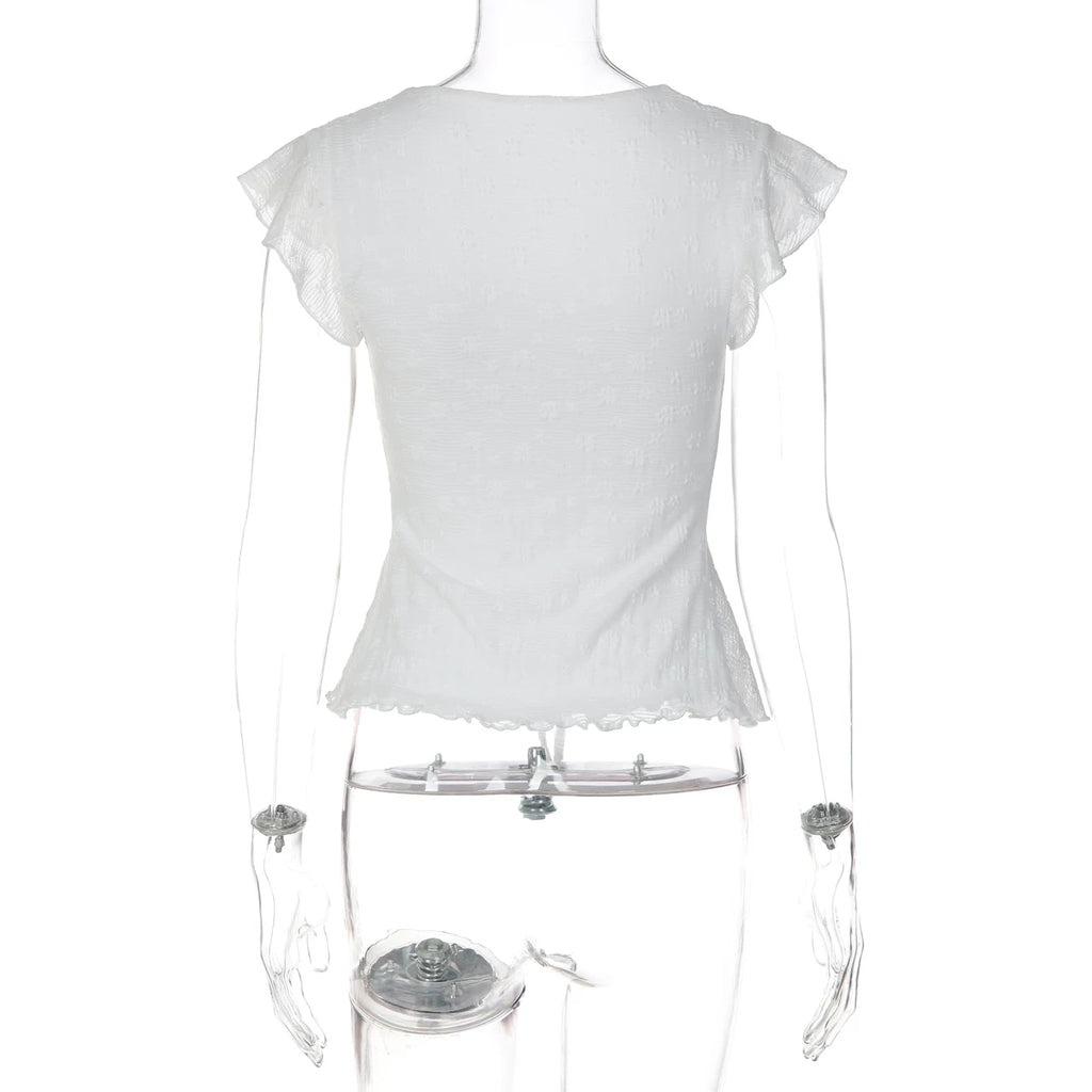 LaPose - Jonah Lace Flutter Sleeve Top