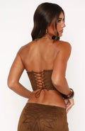 LaPose Jood Studded Strapless Suede Top