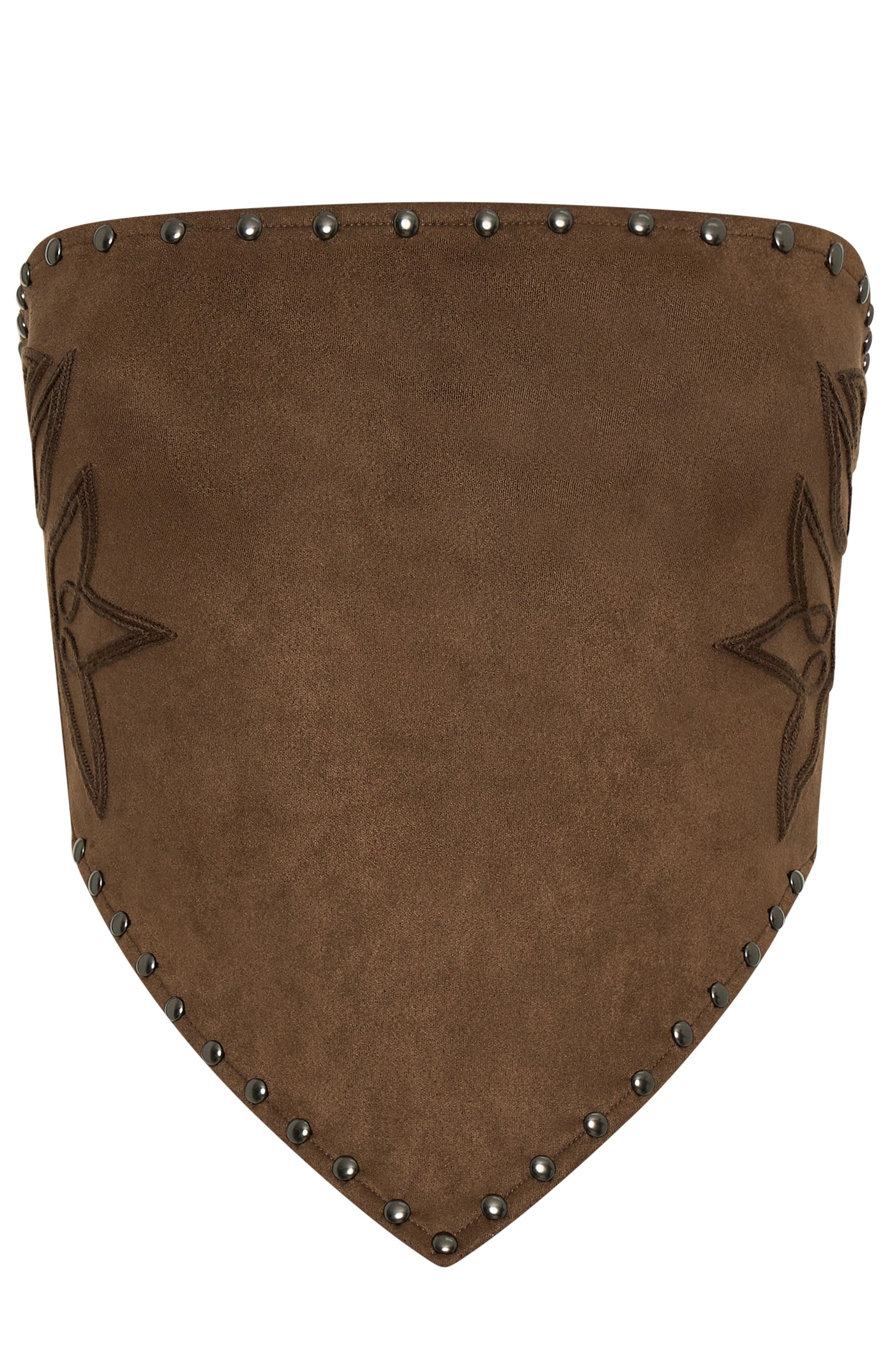 LaPose Jood Studded Strapless Suede Top
