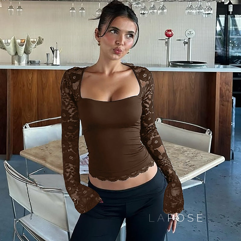 Joselynn Lace Long Sleeve Top [SD9HPU16]