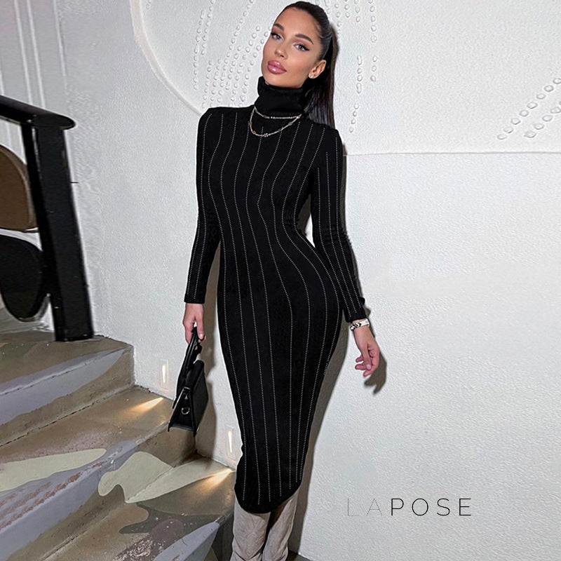 Joslynn High Neck Rhinestone Midi Dress [VH8ZNIQ3]