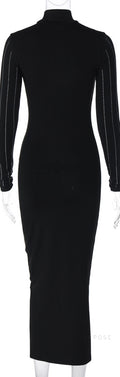 Joslynn High Neck Rhinestone Midi Dress [L7F6T2Z6]