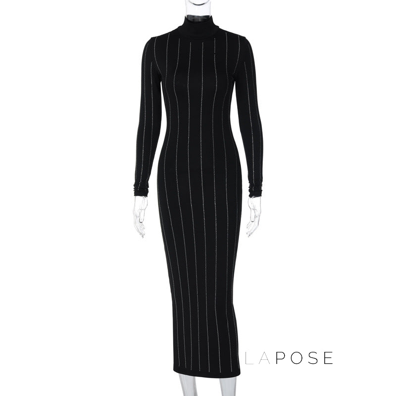 Joslynn High Neck Rhinestone Midi Dress [1U6LNCKX]