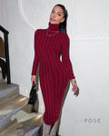 Joslynn High Neck Rhinestone Midi Dress [GLLD5011]