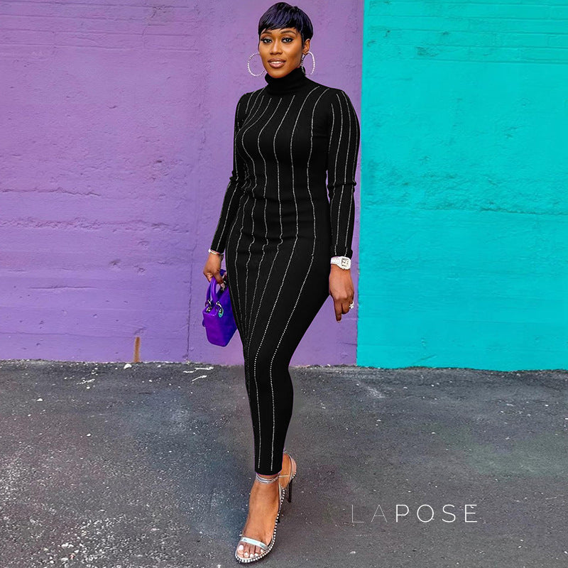 Joslynn High Neck Rhinestone Midi Dress [W5AGAW97]