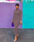 Joslynn High Neck Rhinestone Midi Dress [KEUZLHZD]