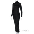 Joslynn High Neck Rhinestone Midi Dress [IGRA5S64]
