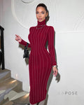 Joslynn High Neck Rhinestone Midi Dress [AT3VIX9R]