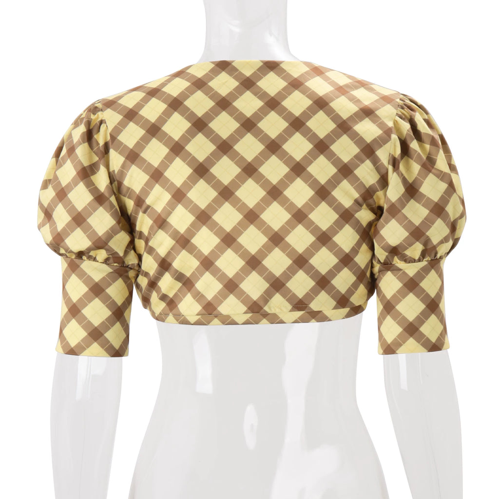 LaPose - Josslyn Plaid Puff Sleeve Top Set