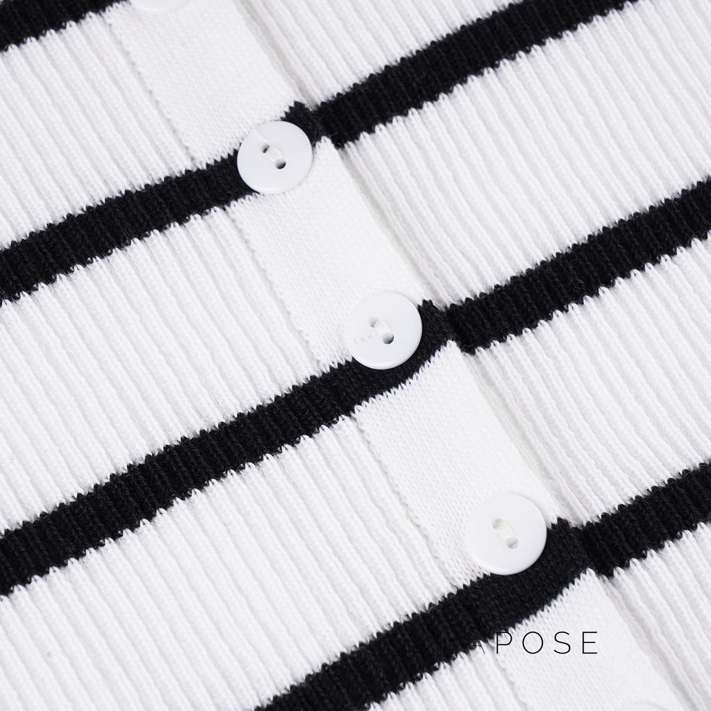 Joyanna Striped Cropped Knit Cardigan [BIRFQRC6]