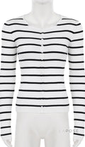 Joyanna Striped Cropped Knit Cardigan [65FYOCMV]