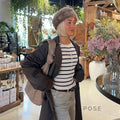 Joyanna Striped Cropped Knit Cardigan [JY20PBNV]