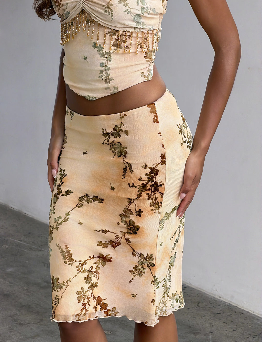 LaPose Joycelyn Burnout Fringe Midi