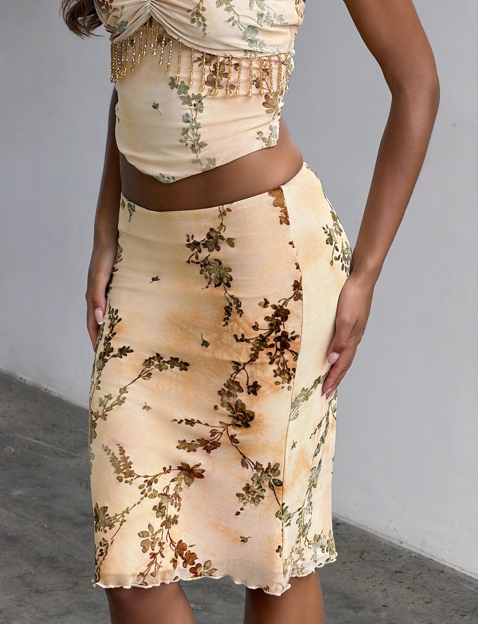 LaPose Joycelyn Burnout Fringe Midi