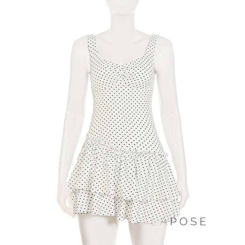 Jumana Polka Dot Smocked Mini Dress [2L0TE4OD]