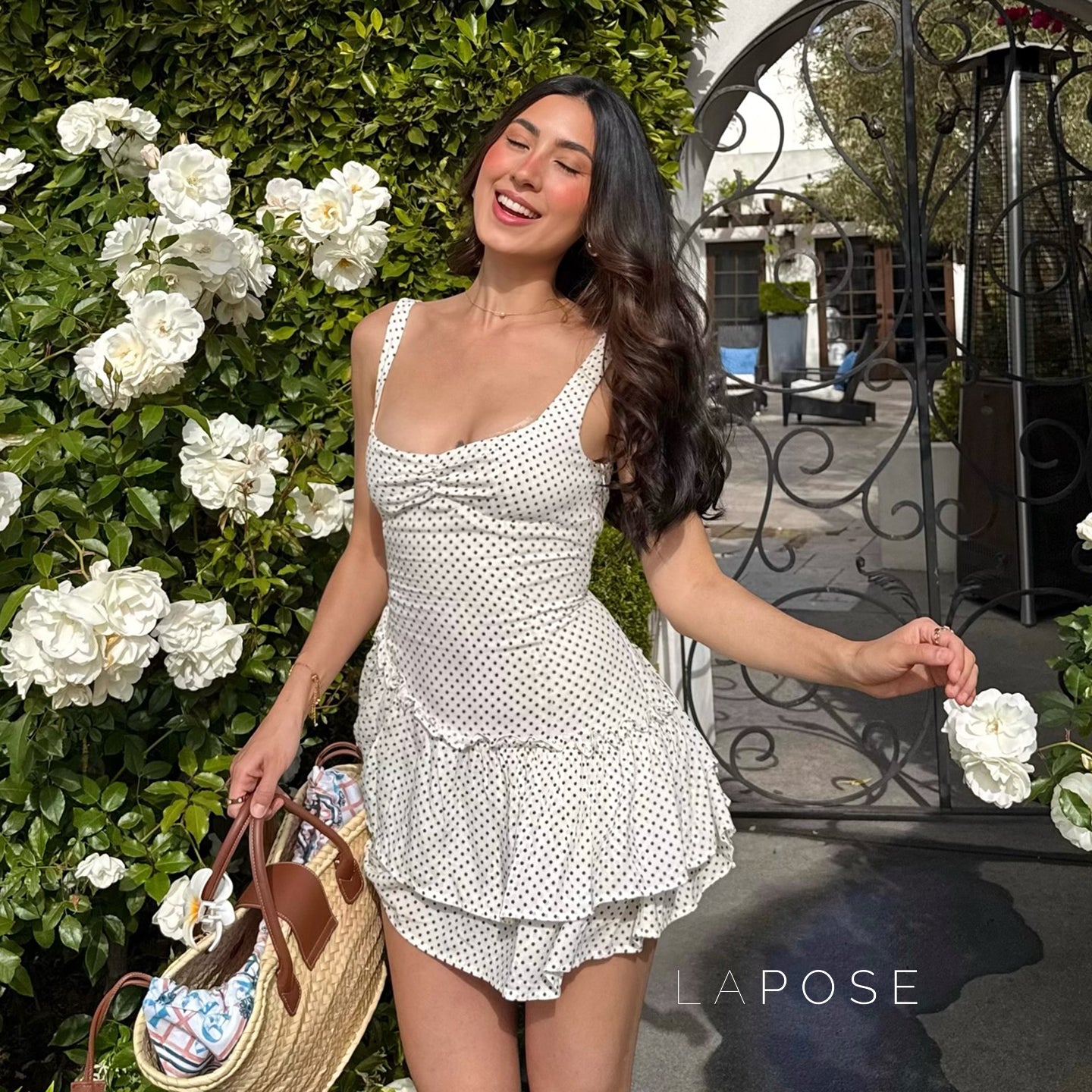 Jumana Polka Dot Smocked Mini Dress [72DEBVK9]