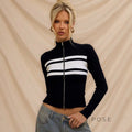 Kacy Contrast Zipper Knit Top [MGUMFG2G]
