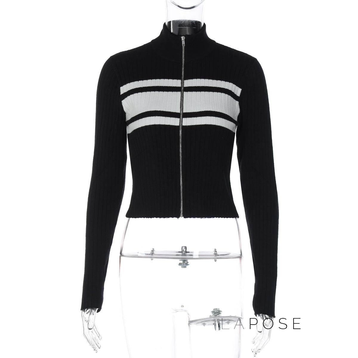 Kacy Contrast Zipper Knit Top [RHVJ9MV2]