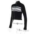 Kacy Contrast Zipper Knit Top [GF9D3OLW]