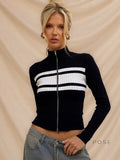 Kacy Contrast Zipper Knit Top [34MSEKVI]