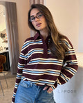 Kaelin Contrast Striped Knit Polo [W0ES9N07]