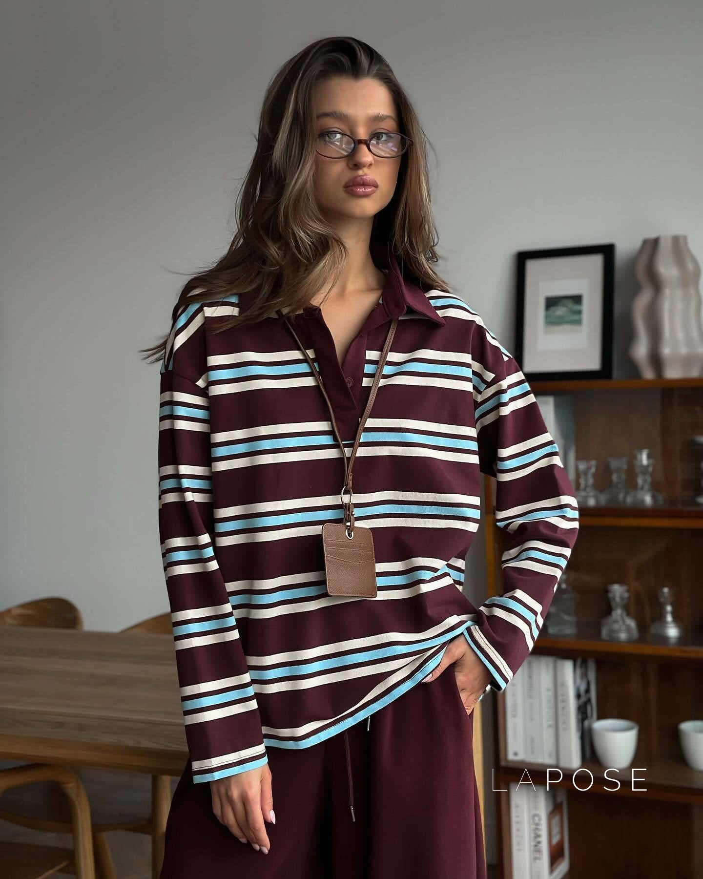 Kaelin Contrast Striped Knit Polo [LBDW1KIB]