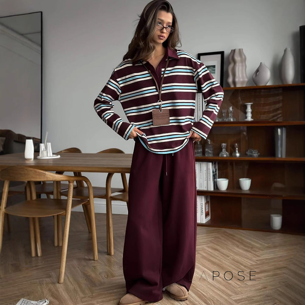 Kaelin Contrast Striped Knit Polo [0UIVGQDL]