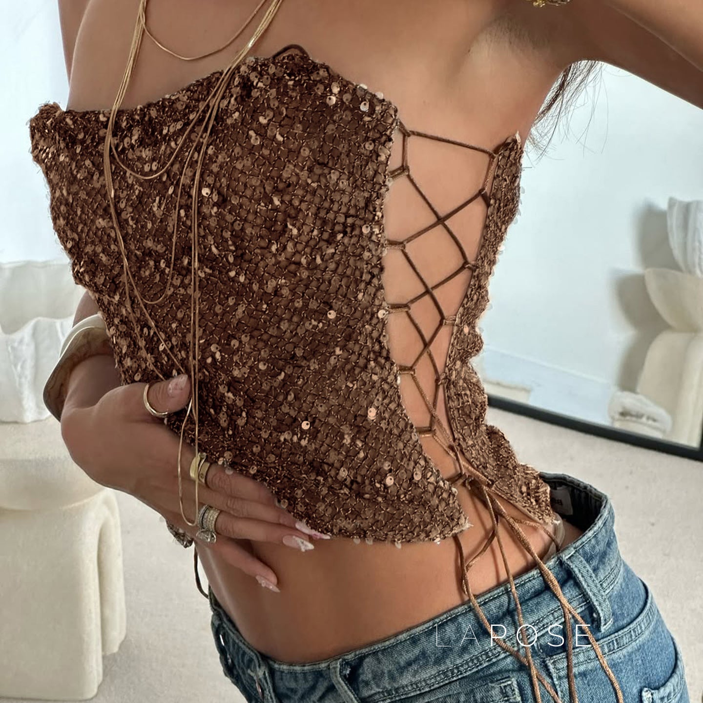 Kaidyn Sequin Crop Tube Top [1PPVR0DG]