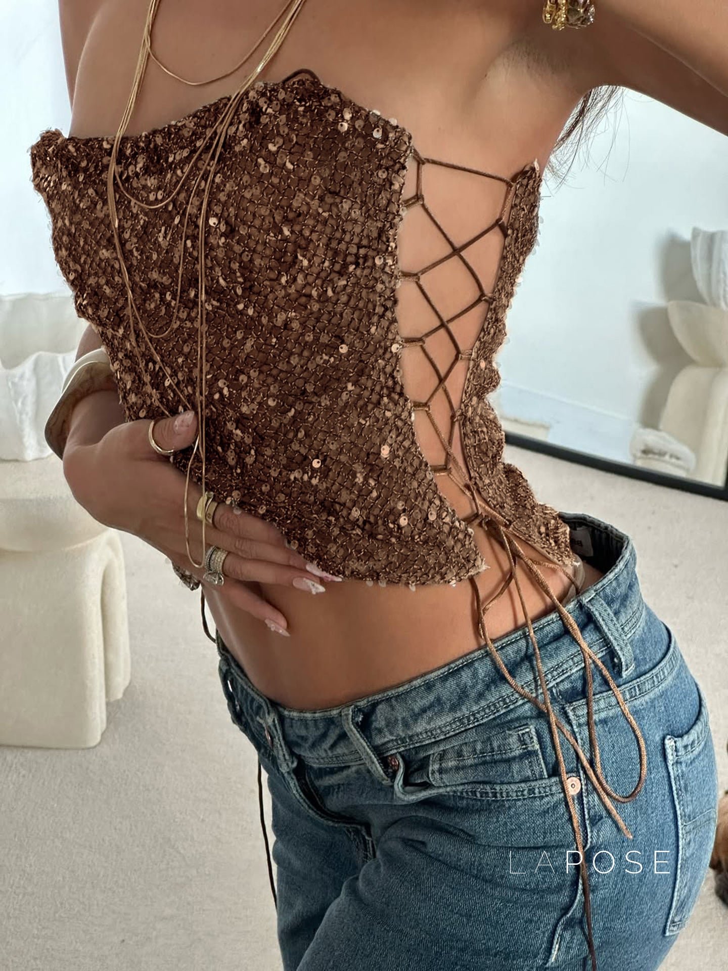 Kaidyn Sequin Crop Tube Top [RJDO1HQF]