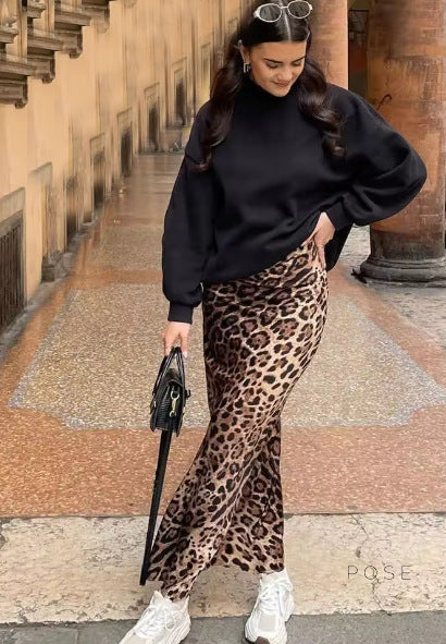 Kailea Leopard Maxi Skirt [3QECMSMC]