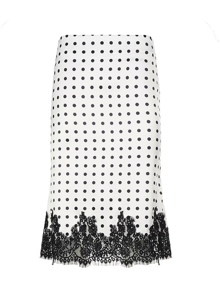 LaPose - Kaislee Polka Dot Lace Midi Skirt