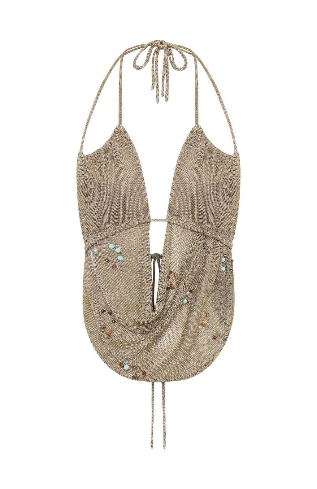 LaPose Kaleena Gold Shimmer Halter Top