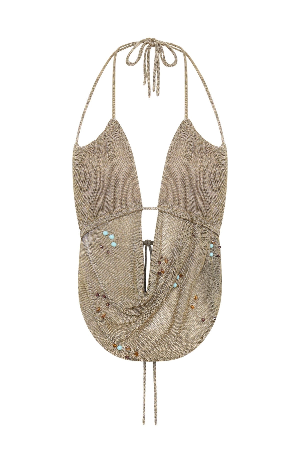 LaPose Kaleena Gold Shimmer Halter Top
