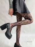 Kaleyah Sheer Lace Print Tights [4XRMNXUJ]