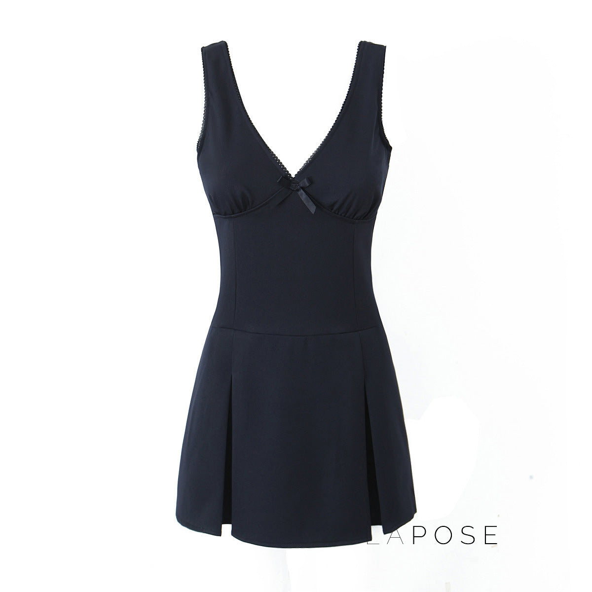 Kaliah Deep V-Neck Bow Mini Dress [ARJKQ0HH]