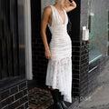 Kaliah Lace Ruched Asymmetric Dress [IYUQLCNC]