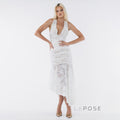 Kaliah Lace Ruched Asymmetric Dress [2F1KF5UB]