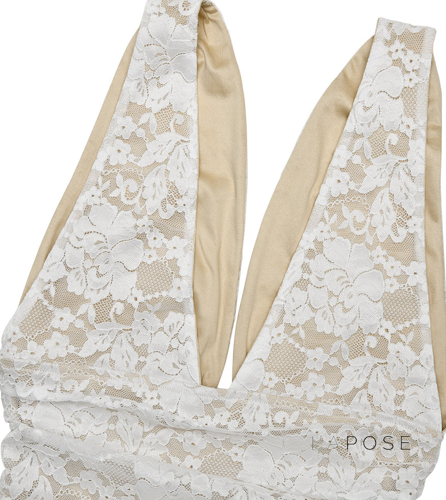 Kaliah Lace Ruched Asymmetric Dress [ZN5PZ4GT]