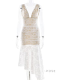 Kaliah Lace Ruched Asymmetric Dress [OI2PT7Z8]