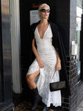 Kaliah Lace Ruched Asymmetric Dress [67SDI3ZX]