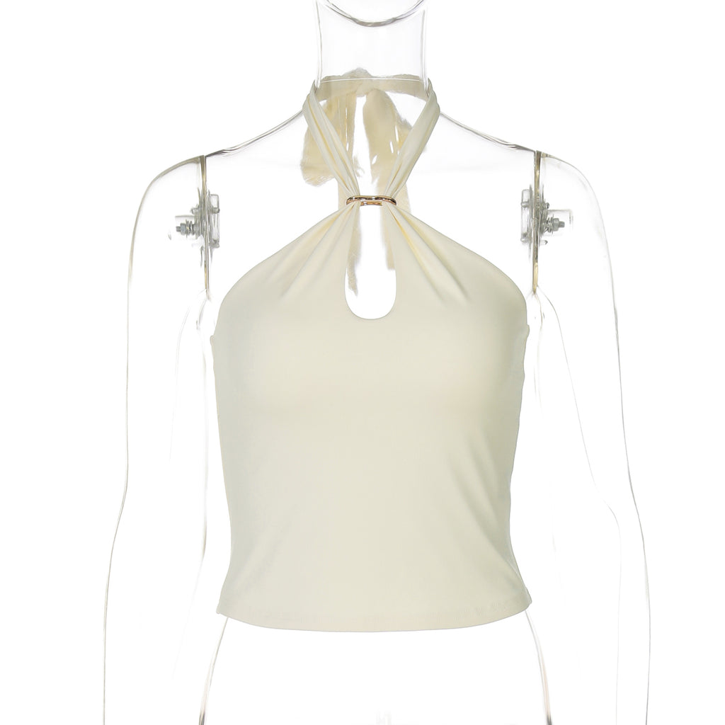 Kalynn Halter Buckle Crop Top