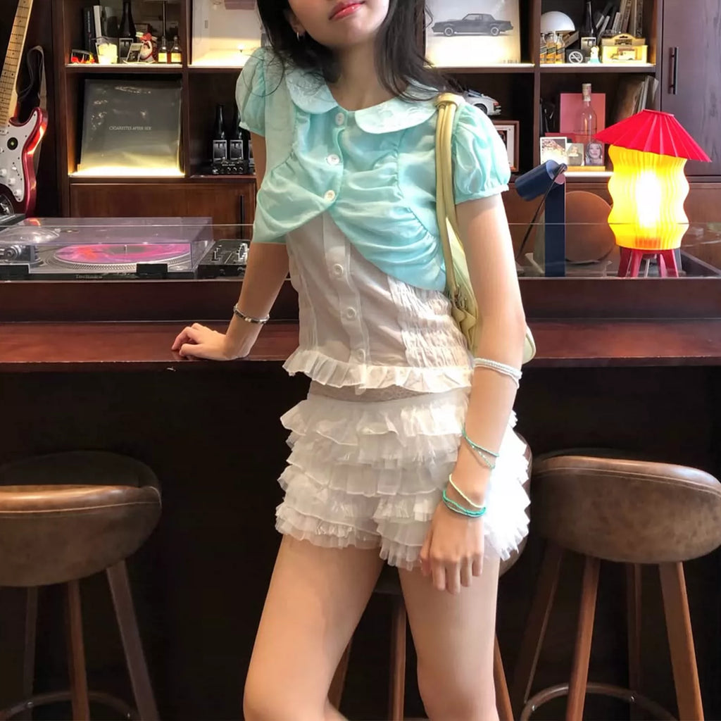 LaPose - Kamara Puff Sleeve Shirt Set