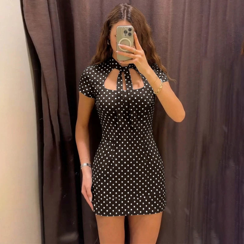 LaPose - Kamari Polka Dot Cutout Mini Dress