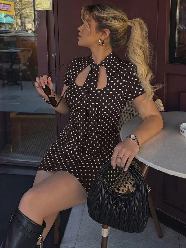 LaPose - Kamari Polka Dot Cutout Mini Dress