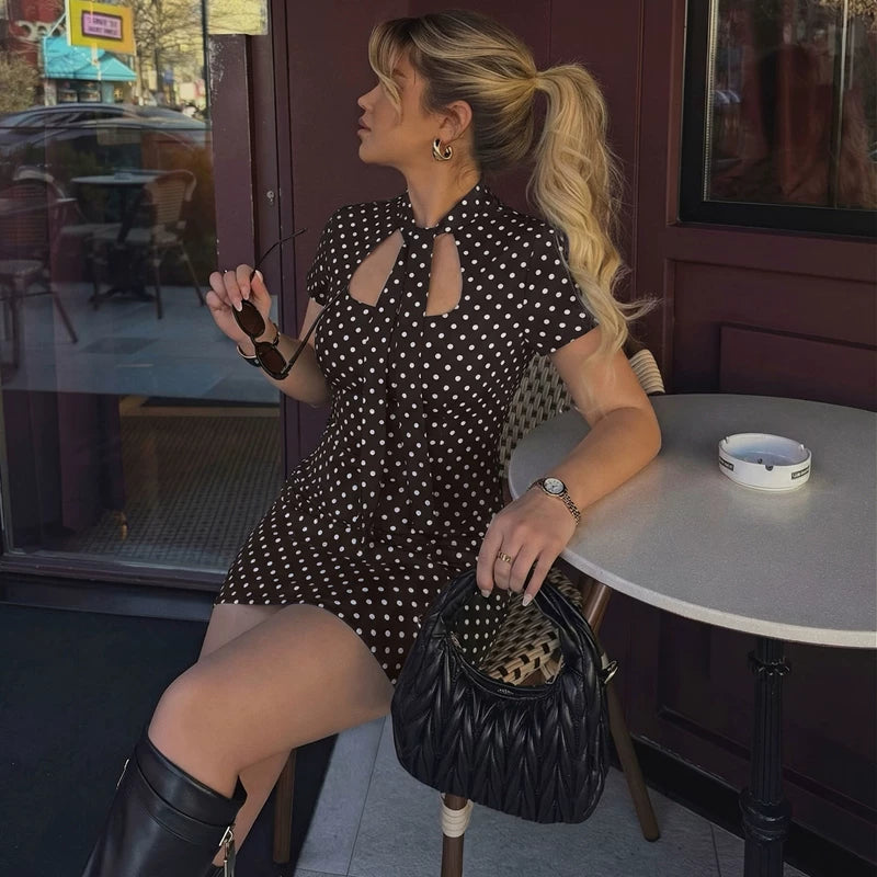 LaPose - Kamari Polka Dot Cutout Mini Dress